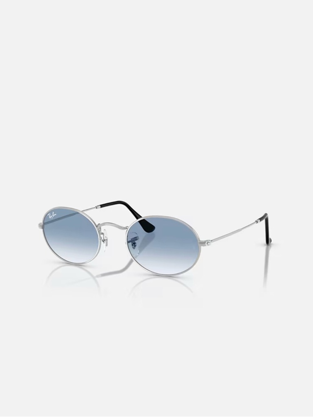 Ray-Ban OVAL Metal Sunglasses in Silver with Blue Gradient Lenses